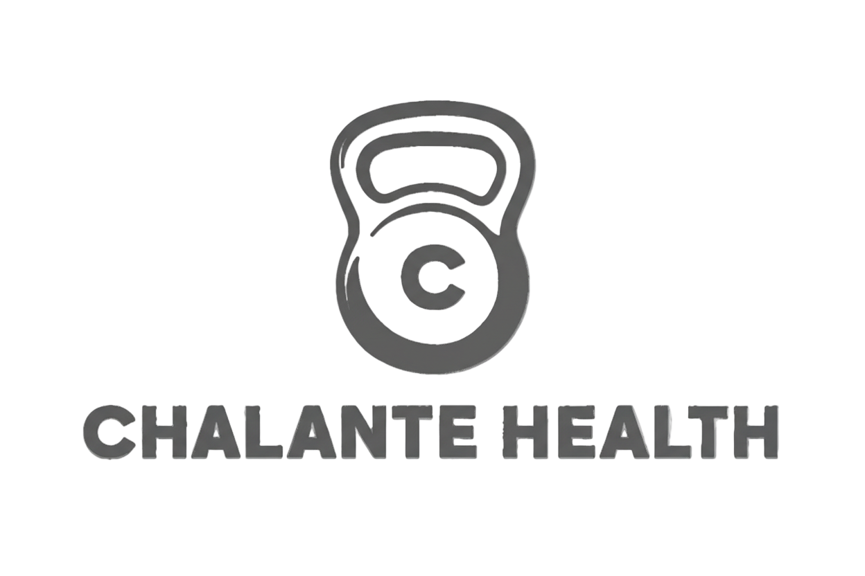 Kettlebell logo with 'Chalante Health' text on a gray background