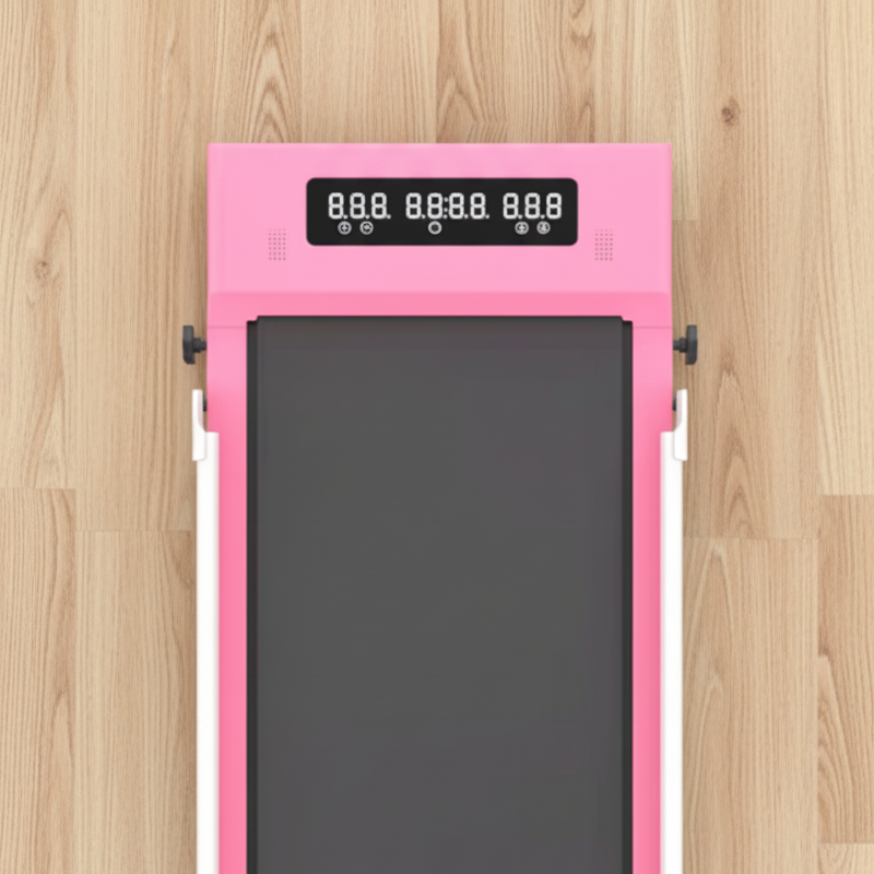 Pink and black electronic device on a white background